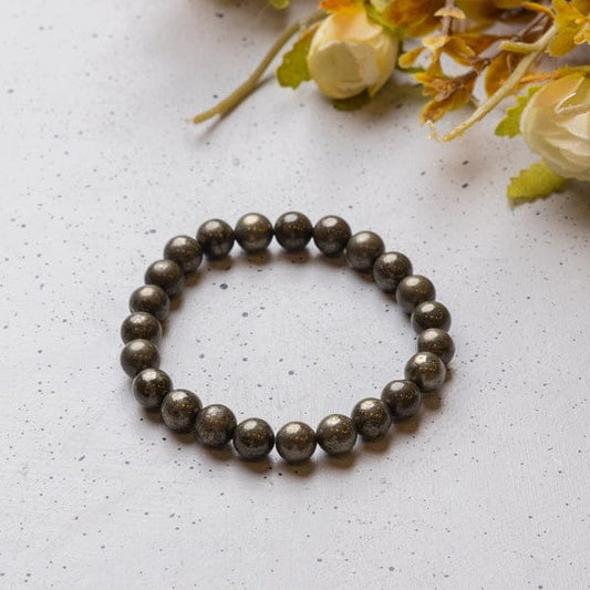 Pyrite Stone Bead Bracelet